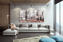 Load image into Gallery viewer, Gray Red Palette Knife Artwork Original Abstract Painting Fp051
