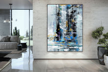 Load image into Gallery viewer, Black Grey Blue Abstract Textured Painting Original Painting Fp091