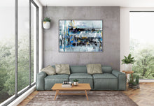 Load image into Gallery viewer, Black Grey Blue Abstract Textured Painting Original Painting Fp091