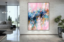 Load image into Gallery viewer, Pink Blue Palette Knife Abstract Painting Contemporary Art Fp065