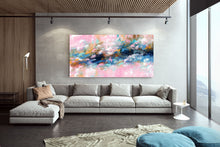 Load image into Gallery viewer, Pink Blue Palette Knife Abstract Painting Contemporary Art Fp065