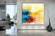 Load image into Gallery viewer, Blue Yellow Abstract Original Painting Contemporary Art Qp040