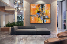 Load image into Gallery viewer, Yellow Black Blue Palette Knife Artwork Original Modern Wall Decor Fp037