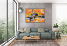 Load image into Gallery viewer, Yellow Black Blue Palette Knife Artwork Original Modern Wall Decor Fp037