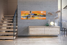 Load image into Gallery viewer, Yellow Black Blue Palette Knife Artwork Original Modern Wall Decor Fp037