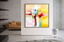 Load image into Gallery viewer, Yellow Blue Red Bright Abstract Original Painting On Canvas Qp028
