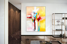 Load image into Gallery viewer, Yellow Blue Red Bright Abstract Original Painting On Canvas Qp028