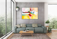 Load image into Gallery viewer, Yellow Blue Red Bright Abstract Original Painting On Canvas Qp028