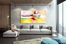 Load image into Gallery viewer, Yellow Blue Red Bright Abstract Original Painting On Canvas Qp028