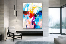 Load image into Gallery viewer, Red Blue Yellow Abstract Paintings Colorful Contemporary Art Fp075