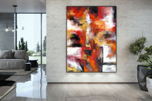 Load image into Gallery viewer, Red White Brown Abstract Original Painting On Canvas Large Artwork Qp035