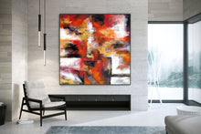 Load image into Gallery viewer, Red White Brown Abstract Original Painting On Canvas Large Artwork Qp035