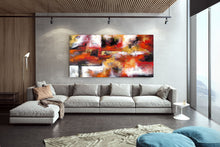 Load image into Gallery viewer, Red White Brown Abstract Original Painting On Canvas Large Artwork Qp035