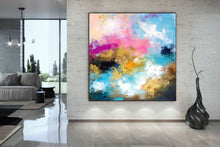 Load image into Gallery viewer, Blue Pink Abstract Painting Artwork Contemporary Art Home Decor Fp041
