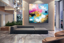 Load image into Gallery viewer, Blue Pink Abstract Painting Artwork Contemporary Art Home Decor Fp041