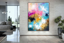 Load image into Gallery viewer, Blue Pink Abstract Painting Artwork Contemporary Art Home Decor Fp041
