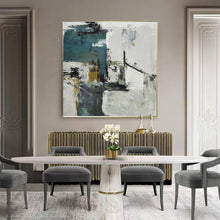 Load image into Gallery viewer, Green White Abstract Painting on Canvas Abstract Acrylic Painting Yp061