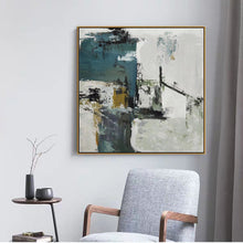 Load image into Gallery viewer, Green White Abstract Painting on Canvas Abstract Acrylic Painting Yp061