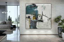 Load image into Gallery viewer, Green White Abstract Painting on Canvas Abstract Acrylic Painting Yp061