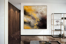 Load image into Gallery viewer, Grey Black Yellow Abstract Painting on Canvas Large Artwork Fp043