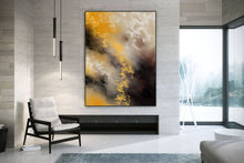 Load image into Gallery viewer, Grey Black Yellow Abstract Painting on Canvas Large Artwork Fp043