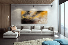 Load image into Gallery viewer, Grey Black Yellow Abstract Painting on Canvas Large Artwork Fp043