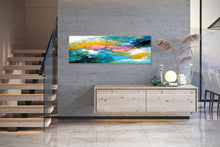 Load image into Gallery viewer, Bright Blue Pink Orange Abstract Original Painting On Canvas Qp037