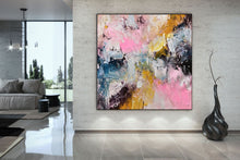 Load image into Gallery viewer, Pink Yellow Blue Abstract Painting Brown Texture Art Painting Fp036