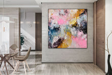 Load image into Gallery viewer, Pink Yellow Blue Abstract Painting Brown Texture Art Painting Fp036
