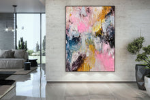 Load image into Gallery viewer, Pink Yellow Blue Abstract Painting Brown Texture Art Painting Fp036