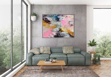 Load image into Gallery viewer, Pink Yellow Blue Abstract Painting Brown Texture Art Painting Fp036