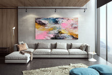 Load image into Gallery viewer, Pink Yellow Blue Abstract Painting Brown Texture Art Painting Fp036