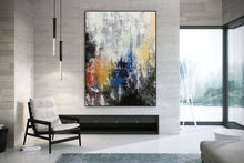 Load image into Gallery viewer, Grey Blue Yellow Abstract Painting Giant Canvas Painting Qp042