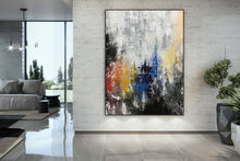 Load image into Gallery viewer, Grey Blue Yellow Abstract Painting Giant Canvas Painting Qp042