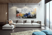 Load image into Gallery viewer, Grey Blue Yellow Abstract Painting Giant Canvas Painting Qp042