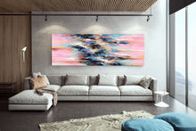 Load image into Gallery viewer, Pink Blue Yellow Palette Knife Artwork Original Abstract Painting Fp062