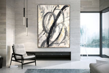 Load image into Gallery viewer, Black and White Abstract Painting Beige Paintings on Canvas Kp047
