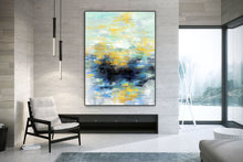 Load image into Gallery viewer, Yellow Blue Black Palette Knife Artwork Original Painting on Canvas NP001