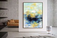 Load image into Gallery viewer, Yellow Blue Black Palette Knife Artwork Original Painting on Canvas NP001