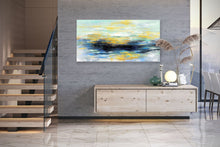 Load image into Gallery viewer, Yellow Blue Black Palette Knife Artwork Original Painting on Canvas NP001