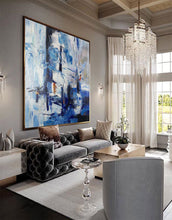Load image into Gallery viewer, Large Blue White Abstract Painting Bedroom Art Paintings Dp115