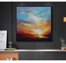 Load image into Gallery viewer, Sky Abstract Painting Ocean Sunset Painting on Canvas Landscape Painting Op016