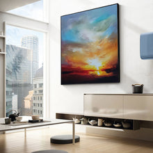 Load image into Gallery viewer, Sky Abstract Painting Ocean Sunset Painting on Canvas Landscape Painting Op016