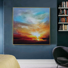 Load image into Gallery viewer, Sky Abstract Painting Ocean Sunset Painting on Canvas Landscape Painting Op016