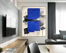 Load image into Gallery viewer, Blue Black White Modern Abstract Paintings Living Room Painting Np100