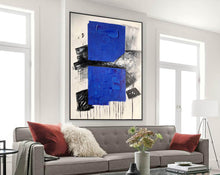 Load image into Gallery viewer, Blue Black White Modern Abstract Paintings Living Room Painting Np100