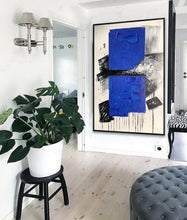 Load image into Gallery viewer, Blue Black White Modern Abstract Paintings Living Room Painting Np100