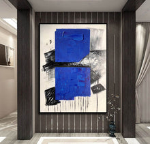 Load image into Gallery viewer, Blue Black White Modern Abstract Paintings Living Room Painting Np100