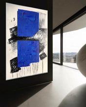 Load image into Gallery viewer, Blue Black White Modern Abstract Paintings Living Room Painting Np100