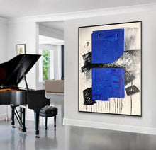 Load image into Gallery viewer, Blue Black White Modern Abstract Paintings Living Room Painting Np100